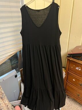 Amazon Black Sleeveless V-Neck Tiered Maxi Dress